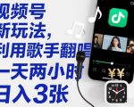 视频号赚钱新玩法：歌手翻唱日入500+，每天两小时轻松赚翻天！