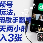 视频号赚钱新玩法：歌手翻唱日入500+，每天两小时轻松赚翻天！