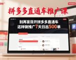 拼多多直通车推广课，别再盲目开拼多多直通车，这样做推广7天日出500单