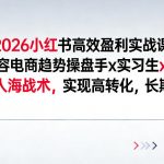 2026小红书高效盈利实战课，内容电商趋势操盘手X实习生XAI，避开人海战术，实现高转化，长期盈利