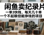 闲鱼卖纪录片，一单3快钱，每天几十单，一个不起眼但能挣钱的项目【揭秘】