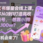小红书爆量会线上课，带你从0到1打造高收益带货账号，想靠小红书带货年入100W？现在机会来了！（更新）