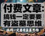 付费文章：搞钱一定要有盗墓思维