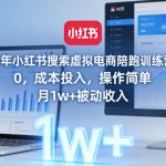 2026年小红书搜索虚拟电商陪跑训练营4.0，0成本投入，操作简单，月1W+被动收入