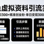 靠闲鱼虚拟资料引流，日引300+精准创业粉，单日变现3K+实操【揭秘】