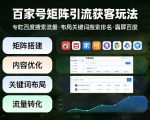 百家号矩阵引流获客玩法，专吃百度搜索流量，布局关键词搜索排名，霸屏百度