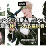 AI漫画公众号流量主变现SOP实战课，流量超猛，制作简单，一天多篇躺着收米