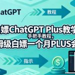 白嫖CHATGPT PLUS教学，手把手教程，保姆级白嫖一个月PLUS会员