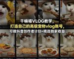 干嘛喵VLOG教学，打造自己的高级宠物VLOG账号，可做抖音创作者计划+精选独家收益