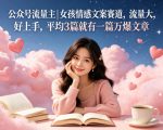 公众号流量主女孩情感文案赛道，流量大，好上手，平均3篇就有一篇万爆文章