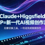 CLAUDE+HIGGSFIELD MCP=新一代AI视频创作流程，不需要切换工具，一句话就能完成视频创作
