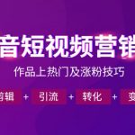 抖音短视频运营班，一门课学会作品上热门及涨粉技巧，引流转化剪辑变现（2026年5月）