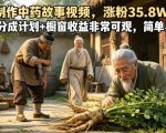 AI制作中药故事视频，涨粉35.8W，视频号分成计划+橱窗收益非常可观，简单易上手