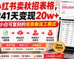 小红书卖秋招表格，241天变现20W+，小白可复刻的信息搬运工模式