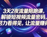 3天2夜流量陪跑课，解锁短视频流量密码，让努力看得见，让流量賺得到
