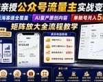 大佬亲授公众号流量主实战变现课，蓝海赛道全覆盖，AI量产原创内容，单账号月入5K+矩阵放大全流程教学