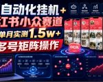AI自动化挂G+小红书小众赛道，单号单月实测1.5W+，可多号矩阵操作【揭秘】