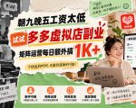 朝九晚五工资太低，试试多多虚拟店副业，矩阵运营每日额外搞1K+【揭秘】